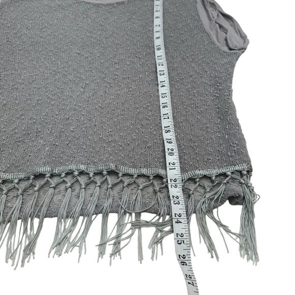 Danny Be Grey Loose Knit Short Sleeve Round Neck Sweater Top Size S - Picture 7 of 8